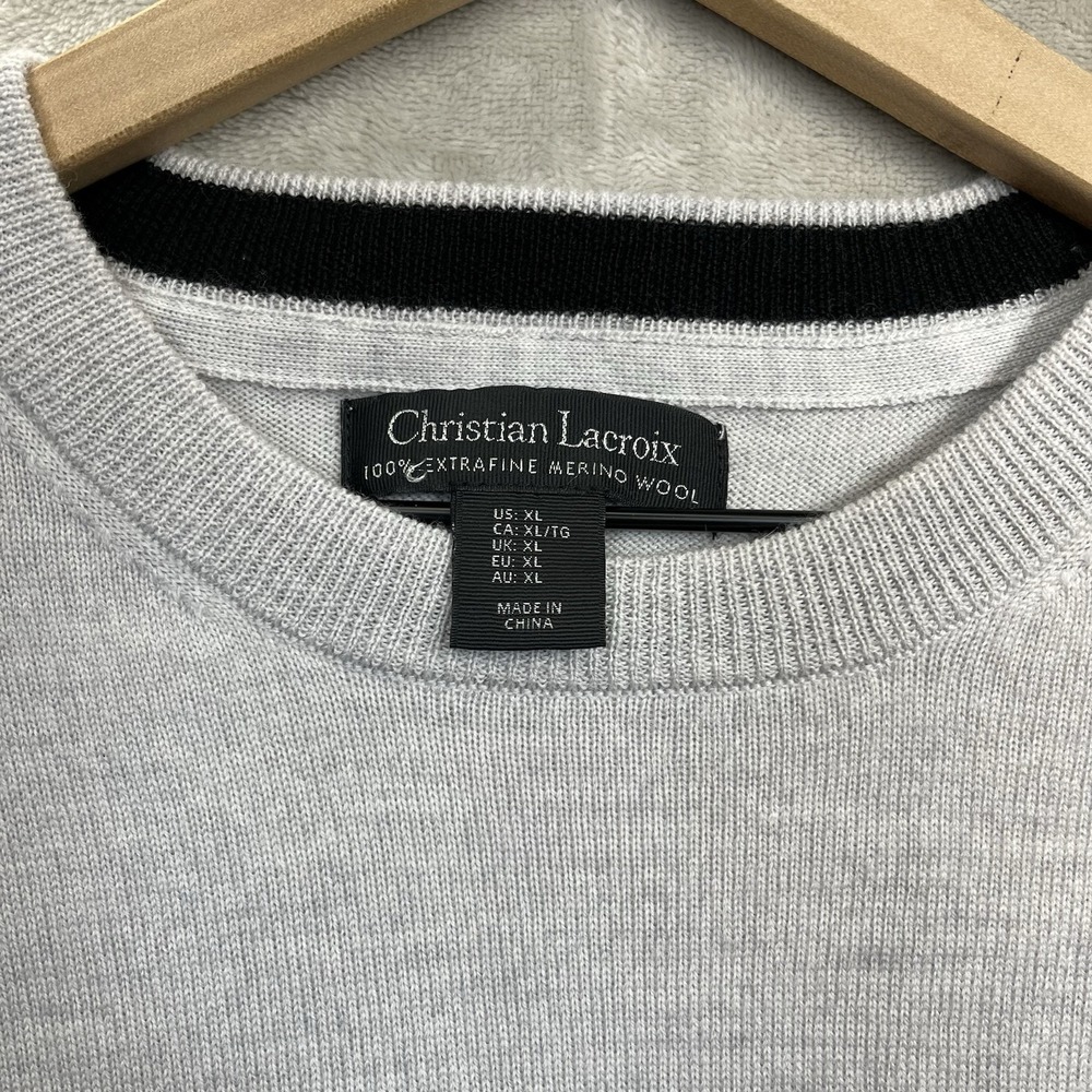 Christian Lacroix Sweater XL Mens 100% Merino Wool Quiet Luxury Minimalist NEW - Picture 2 of 6